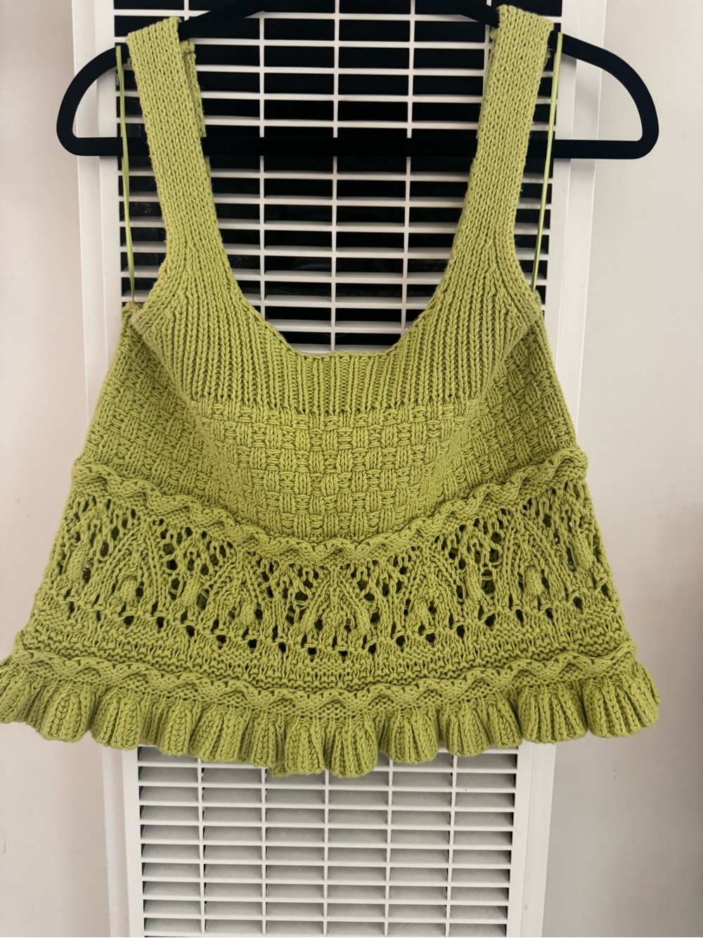 Zara Lime Green Crochet-Detail Tank Top